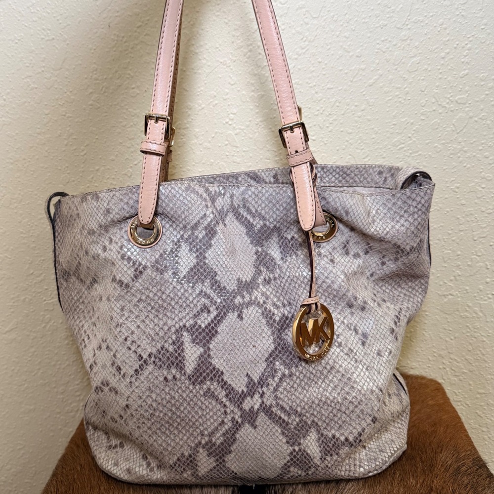 Michael Kors Python Leather Jet Set Tote Hobo Sho… - image 1